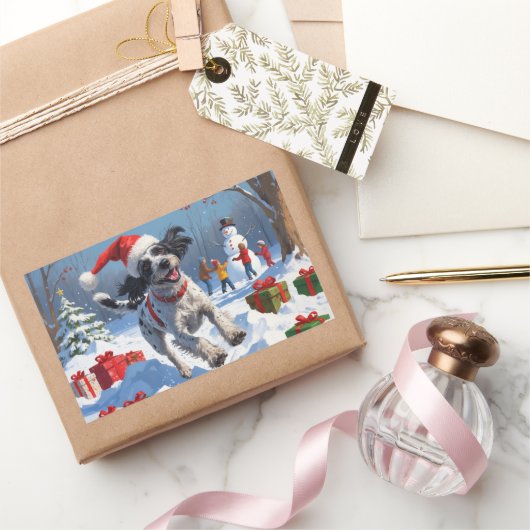 Sticker Rectangulaire Pointeur à poils durs Griffon dans le Casquette de (Cadeaux)