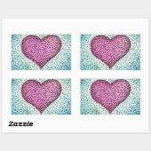 Sticker Rectangulaire Pointillisme du coeur rose moderne (Feuille)