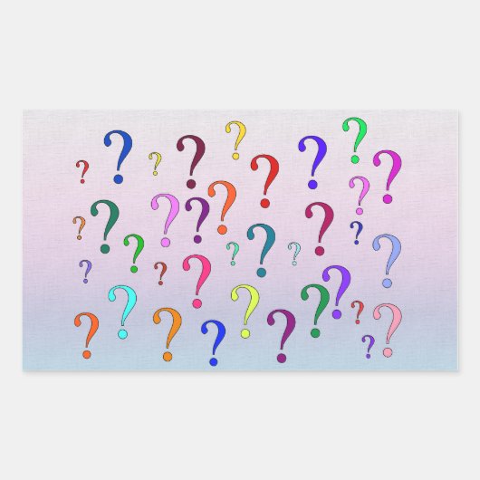 Sticker Rectangulaire Points d'interrogation arc-en-ciel (Devant)