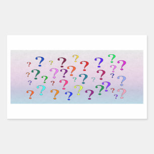 Sticker Rectangulaire Points d'interrogation arc-en-ciel
