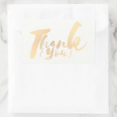 Sticker Rectangulaire Points Merci de calligraphie or sur Faux Blanc Foi (Sac)