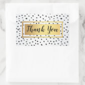 Sticker Rectangulaire Points noirs et blancs, cadre doré Merci (Sac)