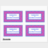 Sticker Rectangulaire Points rose et bleu vifs sur Magenta (Feuille)