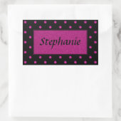 Sticker Rectangulaire Points rose vif sur Arrière - plan noir (Sac)