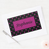 Sticker Rectangulaire Points rose vif sur Arrière - plan noir (Enveloppe)
