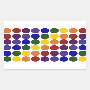 Sticker Rectangulaire Pois arc-en-ciel en blanc