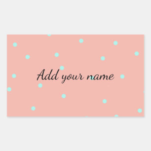 Sticker Rectangulaire Pois orange bleu abstrait ajouter un nom au texte