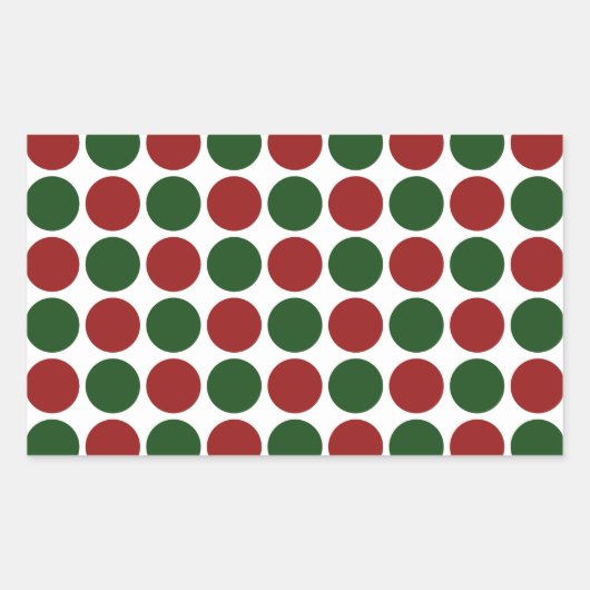 Sticker Rectangulaire Pois rouges et verts en blanc (Devant)