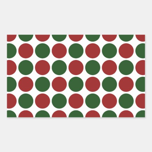Sticker Rectangulaire Pois rouges et verts en blanc (Devant)