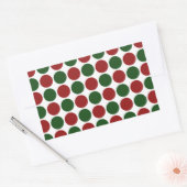 Sticker Rectangulaire Pois rouges et verts en blanc (Enveloppe)