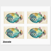 Sticker Rectangulaire Poisson Aquarium bleu et violet (Feuille)