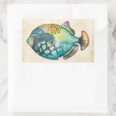 Sticker Rectangulaire Poisson Aquarium bleu et violet (Sac)