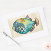 Sticker Rectangulaire Poisson Aquarium bleu et violet (Enveloppe)