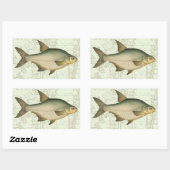 Sticker Rectangulaire Poisson d'eau douce sur la carte (Feuille)