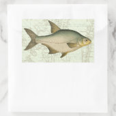 Sticker Rectangulaire Poisson d'eau douce sur la carte (Sac)