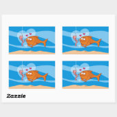 Sticker Rectangulaire Poisson et appât en amour (Feuille)