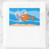 Sticker Rectangulaire Poisson et appât en amour (Sac)