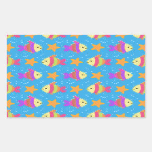 Sticker Rectangulaire Poisson Et Motif D'Épée