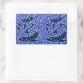 Sticker Rectangulaire Poisson Gras Baignade Océan Bleu Pêche (Sac)