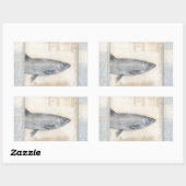 Sticker Rectangulaire Poisson gris sur Arrière - plan beige (Feuille)