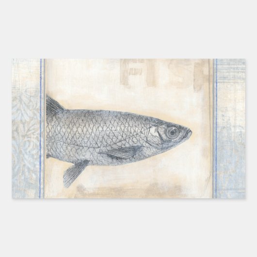 Sticker Rectangulaire Poisson gris sur Arrière - plan beige (Devant)