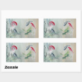 Sticker Rectangulaire Poisson Koi avec Lotus (Feuille)