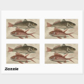 Sticker Rectangulaire Poisson Perche rouge Art pêcheur (Feuille)