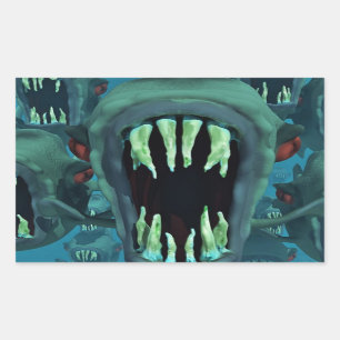 Sticker Rectangulaire Poisson Piranhas Personnaliser Anniversaires