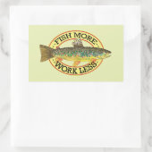 Sticker Rectangulaire POISSON PLUS - TRAVAILLER MOINS Brown Pêcheur de t (Sac)