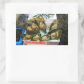 Sticker Rectangulaire Poissons de moules géantes Tsukiji, Tokyo, Japon (Sac)