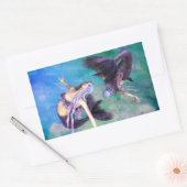 Sticker Rectangulaire Poissons - Deux sirènes nageant en boucle (Enveloppe)