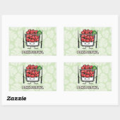Sticker Rectangulaire Poke bowl Hawaii crudités de salade de poisson cho (Feuille)