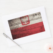 Sticker Rectangulaire Poland flag on Old Wood Grain (Enveloppe)