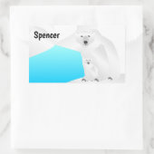 Sticker Rectangulaire Polar Bear Maman et Cub (Sac)