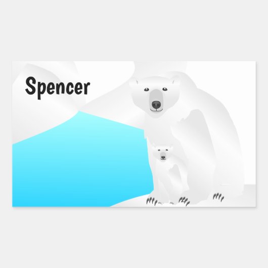 Sticker Rectangulaire Polar Bear Maman et Cub (Devant)