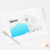 Sticker Rectangulaire Polar Bear Maman et Cub (Enveloppe)