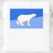 Sticker Rectangulaire Polar Bear Mom and Cub Peinture - Wildlife Art (Sac)