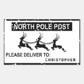 Sticker Rectangulaire Pôle Nord De Père Noël timbre postal (Devant)