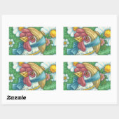 Sticker Rectangulaire POLKA DOT HAUT, BÂTIMENTS EN POULET Rectangle, Feu (Feuille)