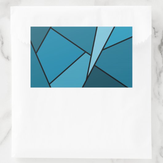 Sticker Rectangulaire Polygones Turquoises Abstraits (Sac)