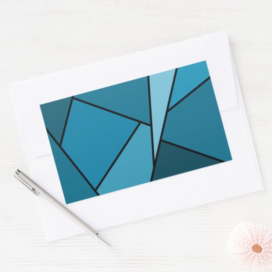 Sticker Rectangulaire Polygones Turquoises Abstraits (Enveloppe)