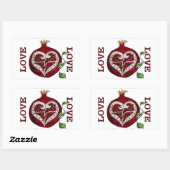 Sticker Rectangulaire Pomegranate Heart LOVE Valentine (Feuille)