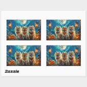 Sticker Rectangulaire Pomeranian Halloween Épouvantable (Feuille)