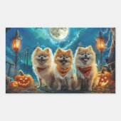 Sticker Rectangulaire Pomeranian Halloween Épouvantable (Devant)