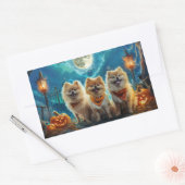 Sticker Rectangulaire Pomeranian Halloween Épouvantable (Enveloppe)