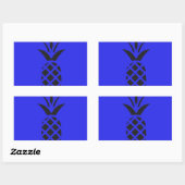 Sticker Rectangulaire Pomme à pin noir en bleu (Feuille)