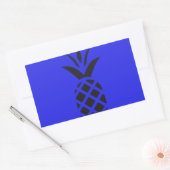 Sticker Rectangulaire Pomme à pin noir en bleu (Enveloppe)