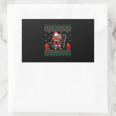 Sticker Rectangulaire Pompier Vilain Chandail de Noël Xmas Garçons Fille (Sac)