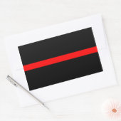 Sticker Rectangulaire Pompiers Ligne Rouge Mince (Enveloppe)