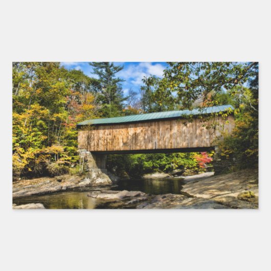 Sticker Rectangulaire Pont couvert Montgomery avec feuillage d'automne (Devant)